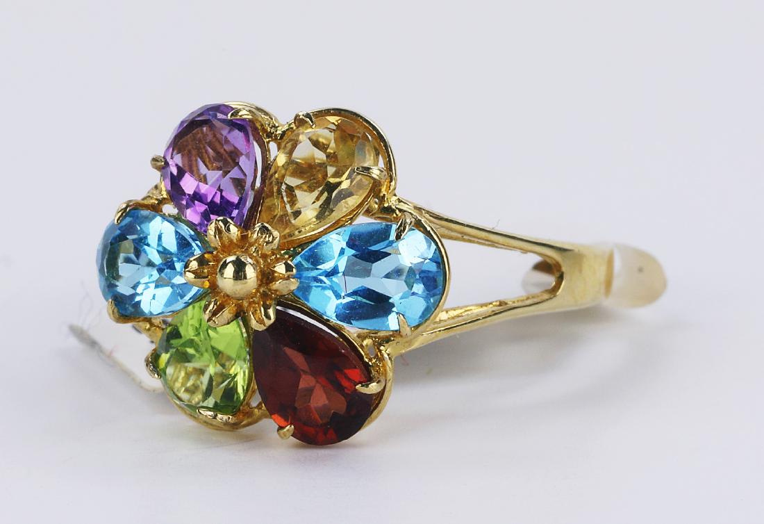 A MIXED GEMSTONE & 14K GOLD RING (1 of 4)