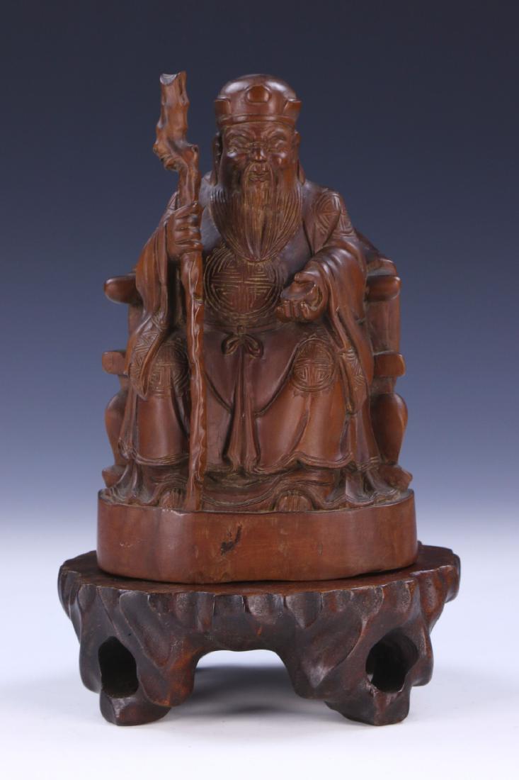 A CHINESE WOOD CARVED FIGURE (1 of 5)