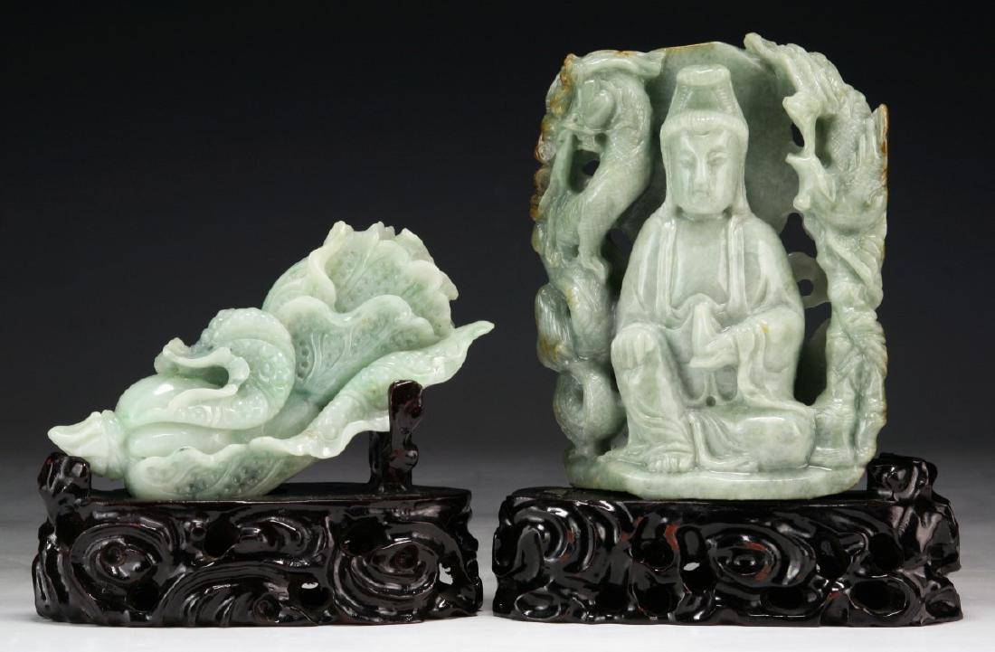 Two (2) Chinese Jadeite Guanyin & Cabbage (1 of 2)