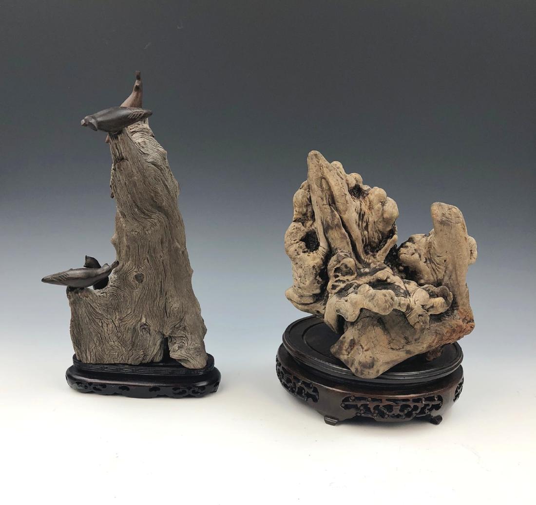 TWO (2) WOOD CARVINGS WITH STANDS (1 of 1)