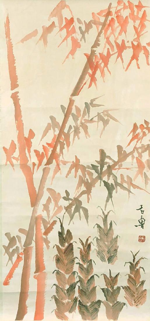 A CHINESE PAPER PAINTING HANGING SCROLL BY SHI LU (1 of 4)