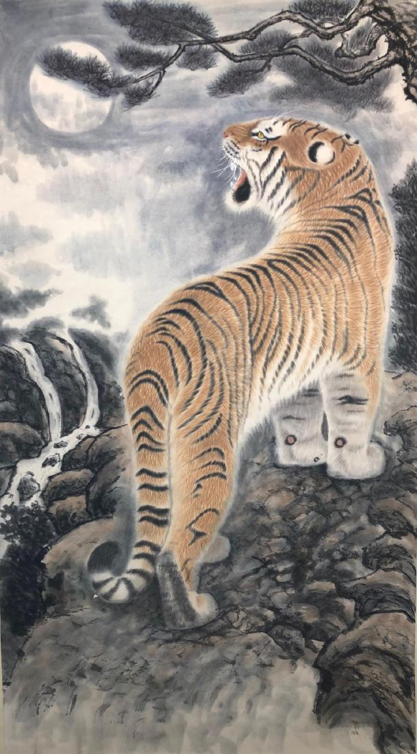 A CHINESE PAPER PAINTING HANGING SCROLL (1 of 3)