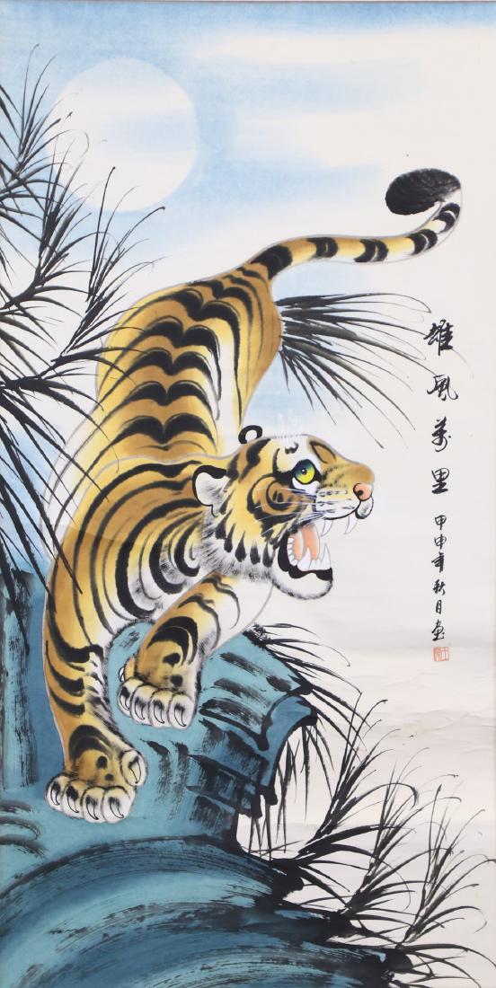 A CHINESE PAPER HANGING PAINTING SCROLL (1 of 5)