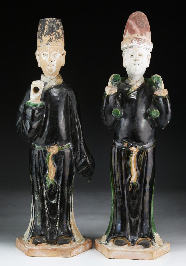 Two (2) Chinese Polychrome Pottery Figures (1 of 3)