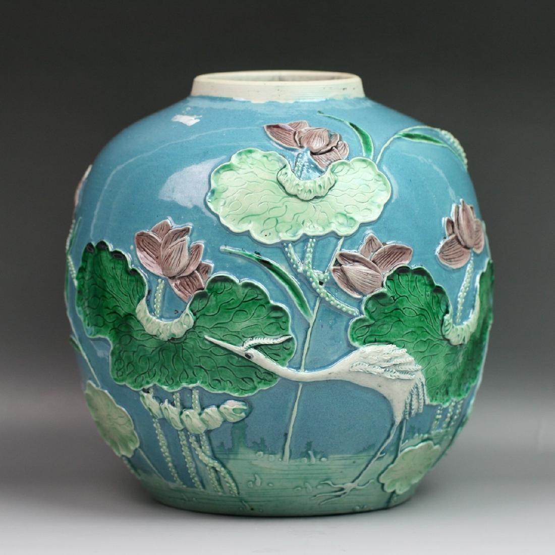 Rare Wang Bingrong-Inscribed Carved Porcelain Jar (1 of 6)