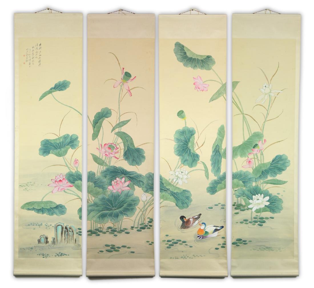 Set Of Four (4) Chinese Paper Painting Hanging Scrolls (1 of 6)