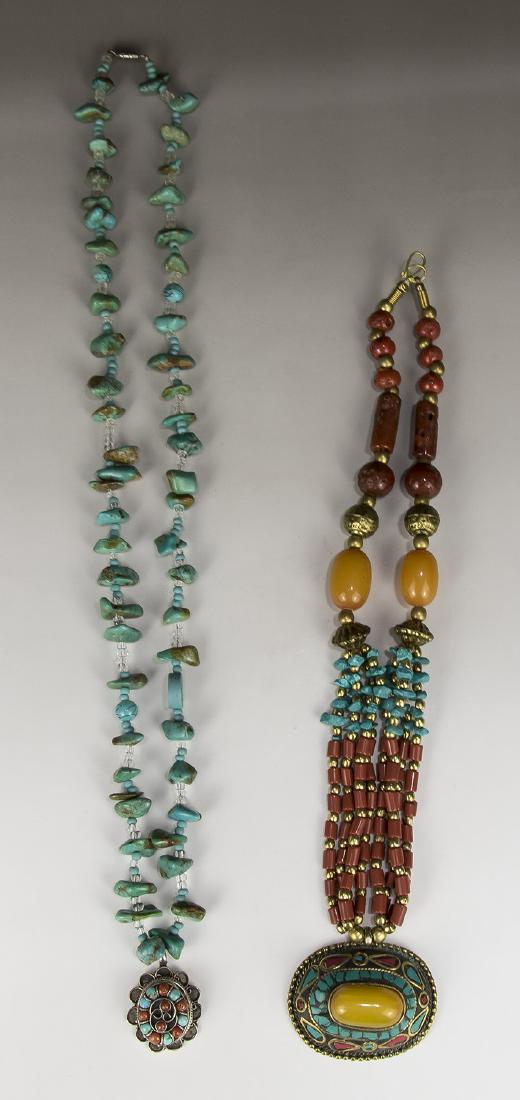 Two(2) Turquoise & Coral Necklaces (1 of 2)