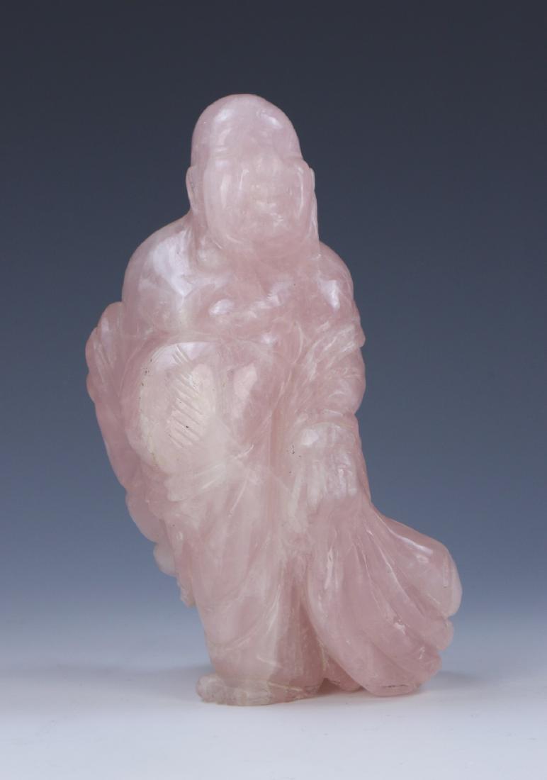 A CHINESE ROSE QUARTZ BUDDHA (1 of 4)