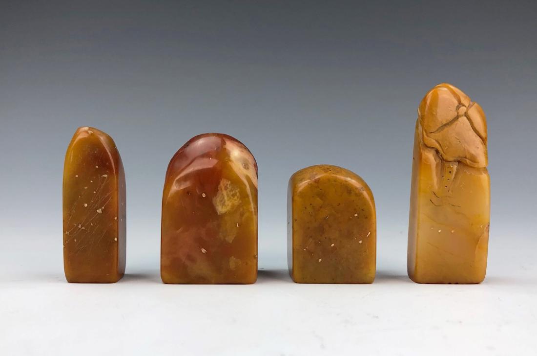 FOUR (4) CHINESE CARVED SHOUSHAN SOAPSTONE SEALS (1 of 5)