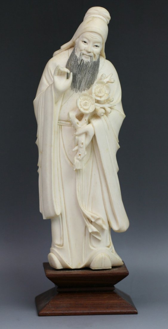 172 Chinese Carved Ivory Statue Hejing Loves Plum