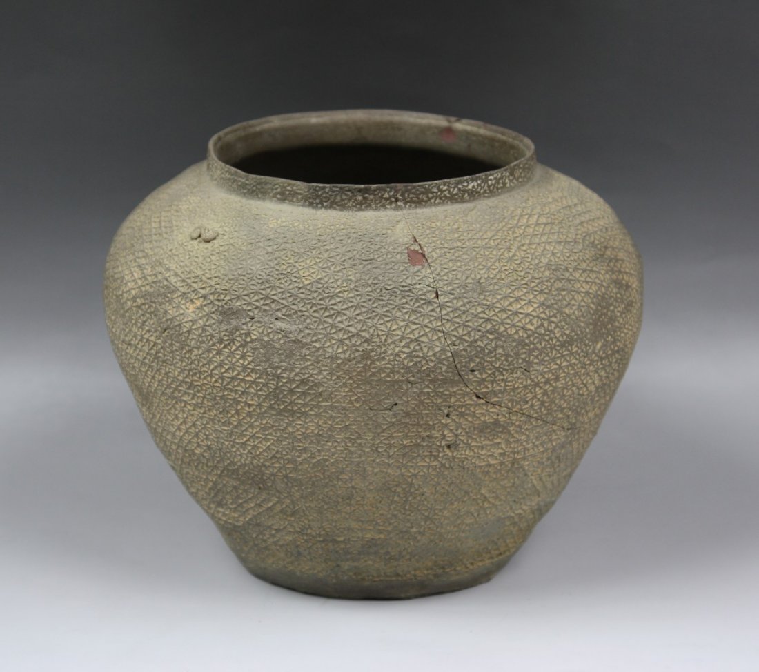 A Rare Han Dynasty Style Pottery Jar: A Rare Han Dynasty Style Pottery Jar: restored; Size: H: 6-1/2"