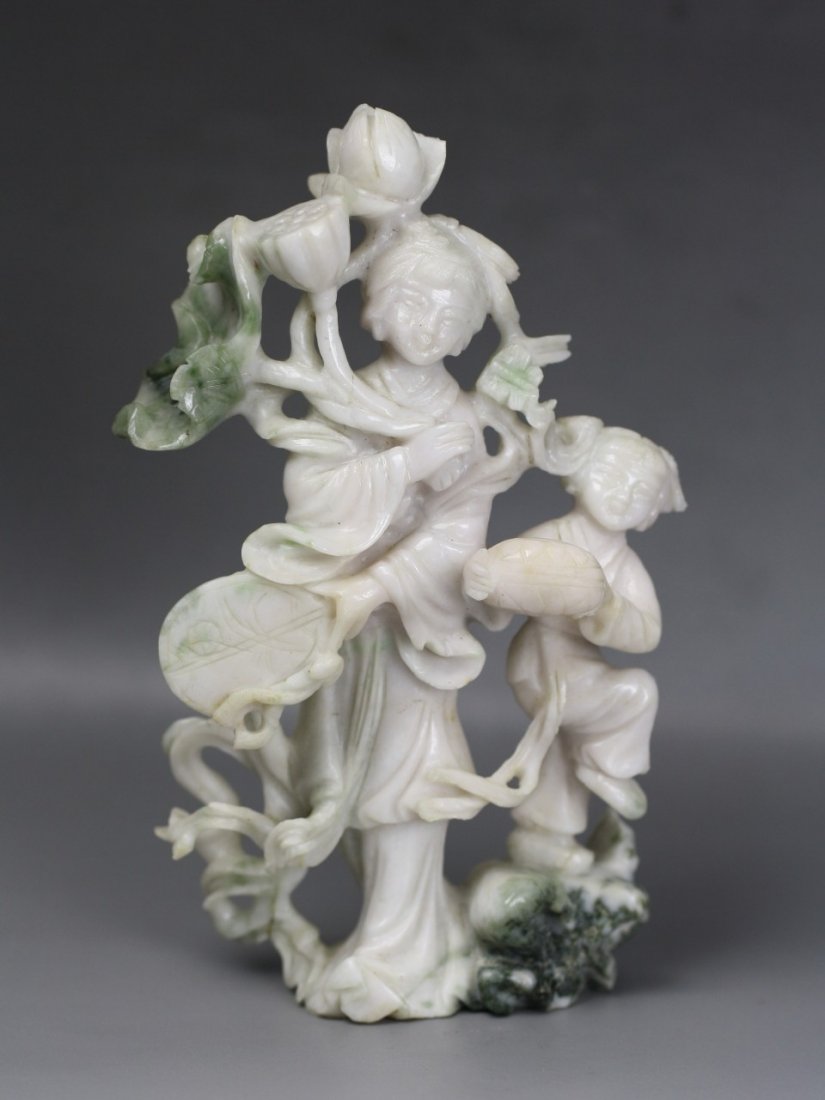 A Chinese Carved Jade Beauties: A Chinese Carved Jade Beauties: of Minguo period; Size: H: 5-5/8"