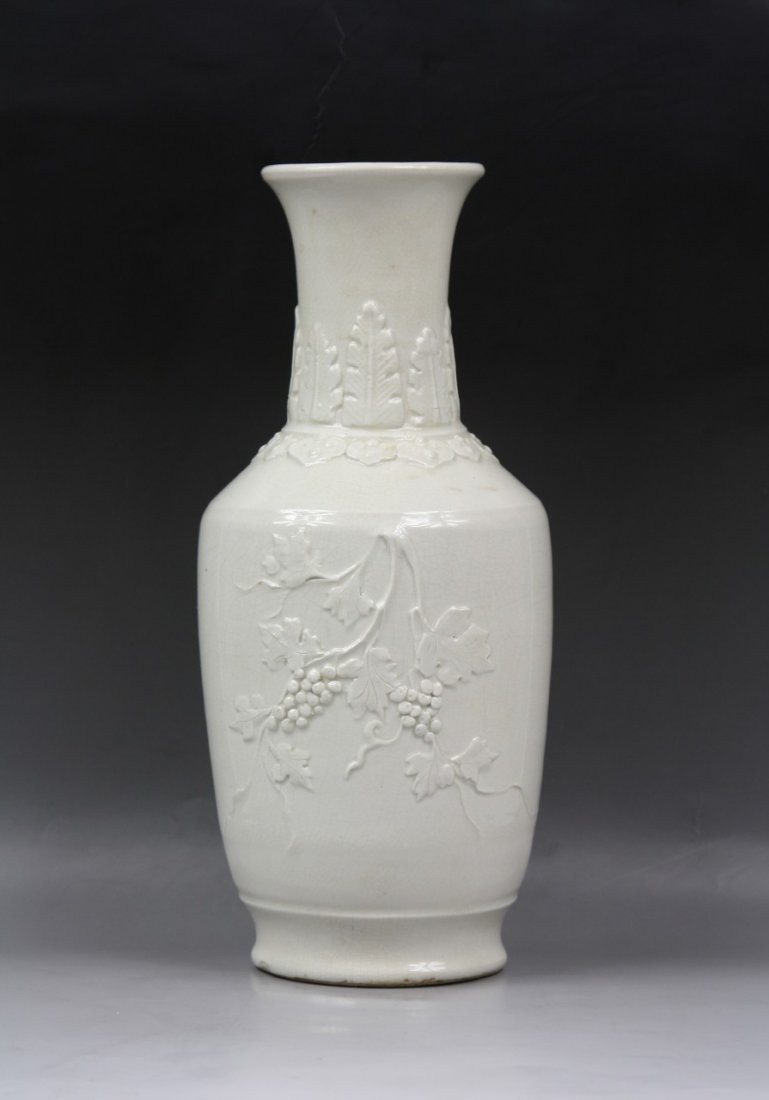 A Chinese Antique Dehua Style Porcelain Vase: A Chinese Antique Dehua Style Porcelain Vase: of China mark on the base, of Minguo period; Size: H: 13"