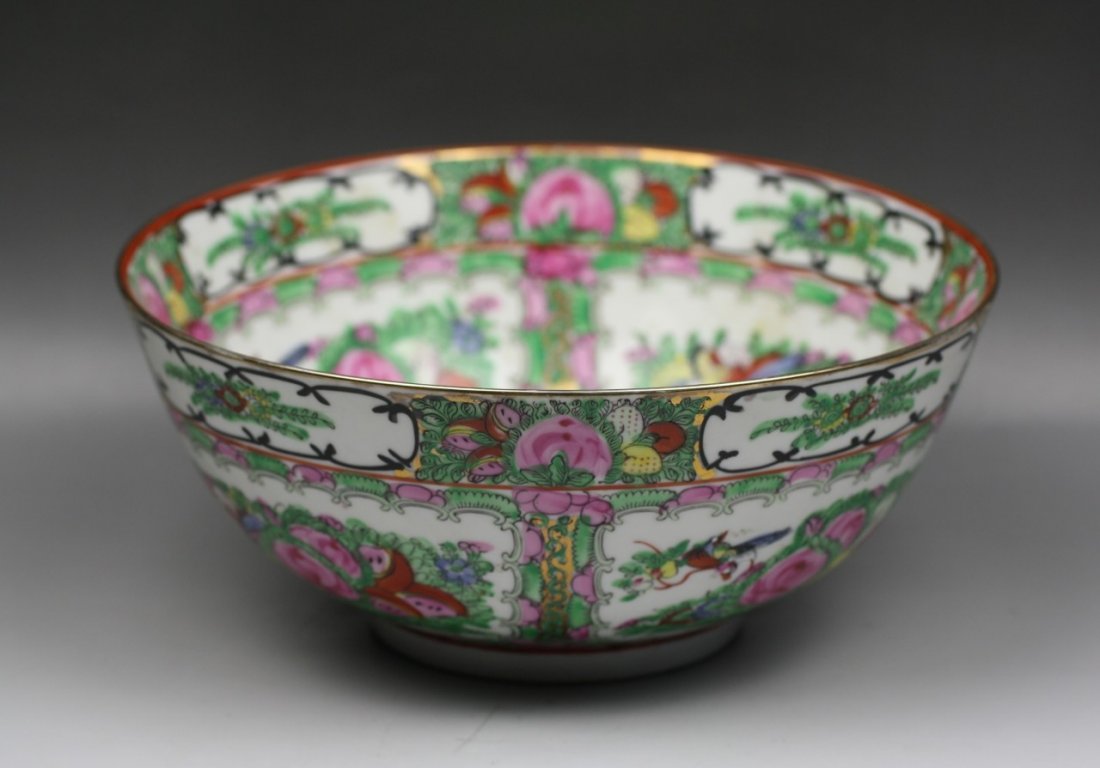 A Big Japanese Antique Rose Medallion Bowl: A Big Japanese Antique Rose Medallion Porcelain Bowl: signed on the base, circa 1900; Size: D: 10-1/8"
