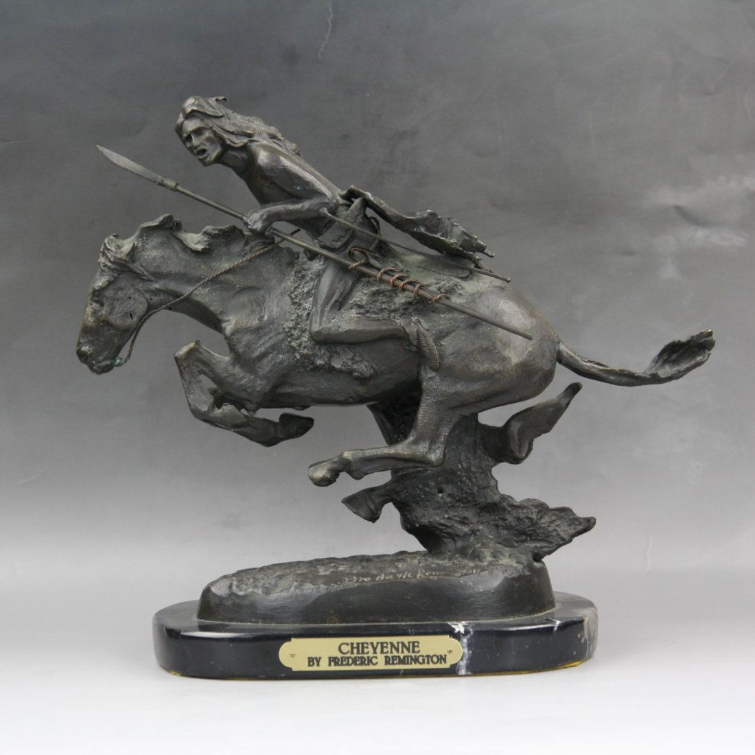 Bronze Horseman Statue Signed Frederic Remington