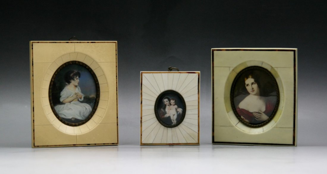 Three Antique Ivory Photo Frames: Three Antique Ivory Photo Frames: of Mid 19th Century; Size: H: 5-3/4"; W: 4-3/4" (biggest)