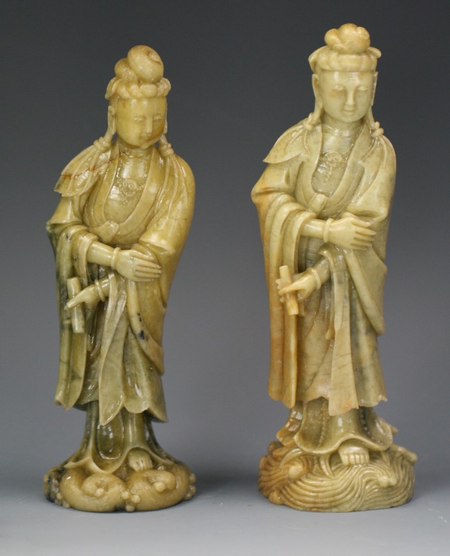 Two (2) Chinese Soapstone Carvings: Two (2) Chinese Soapstone Carvings; Size: H: 7-1/2"