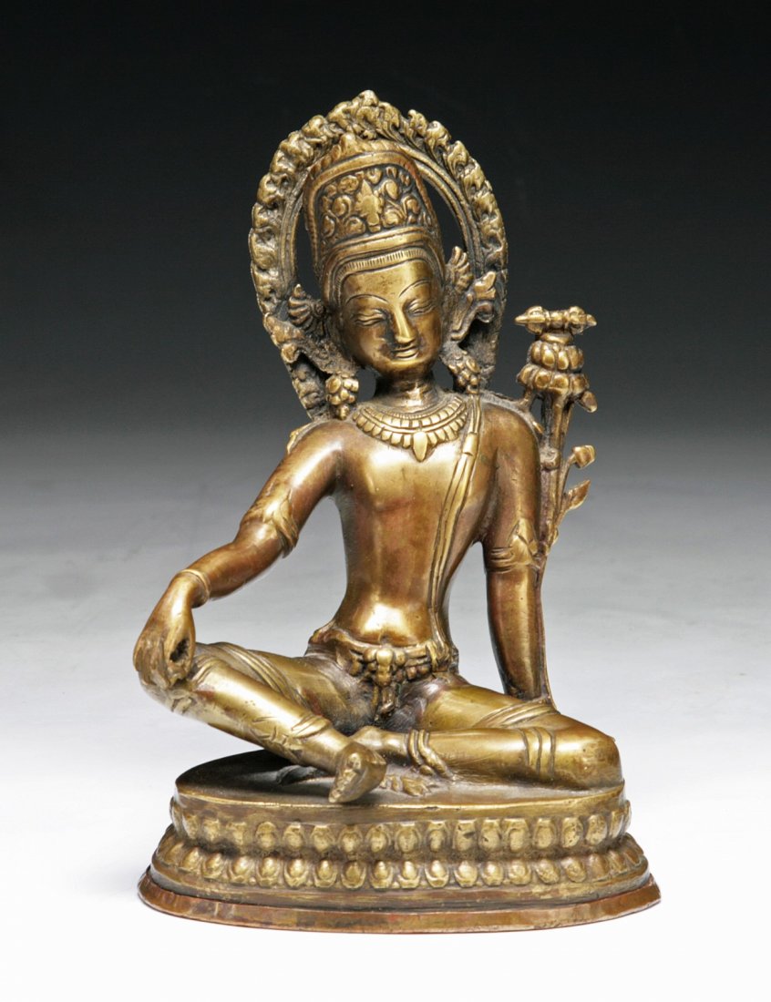 Northeastern Indian Antique Brass Avalokitasvara: 十二世紀 東北印度帕拉王朝 黃響銅觀音菩薩 Northeastern Indian Antique Brass Ava