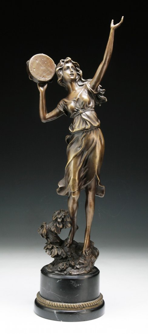 A Bronze Statue By Auguste Moreau (French, 1834-1917): Auguste Moreau 銅塑人物 A European Antique Bronze Statue, by Auguste Moreau (French, 1834-1917); Size: H: