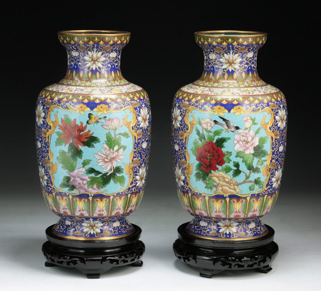 Pair Chinese Antique Cloisonne Bronze Vases Nov 09, 2013 Elegance