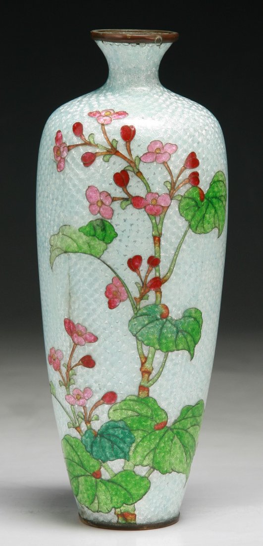 A Japanese Antique Ginbari Cloisonne Vase: A Japanese Antique Ginbari Cloisonne Vase; Size: H: 7-1/4"
