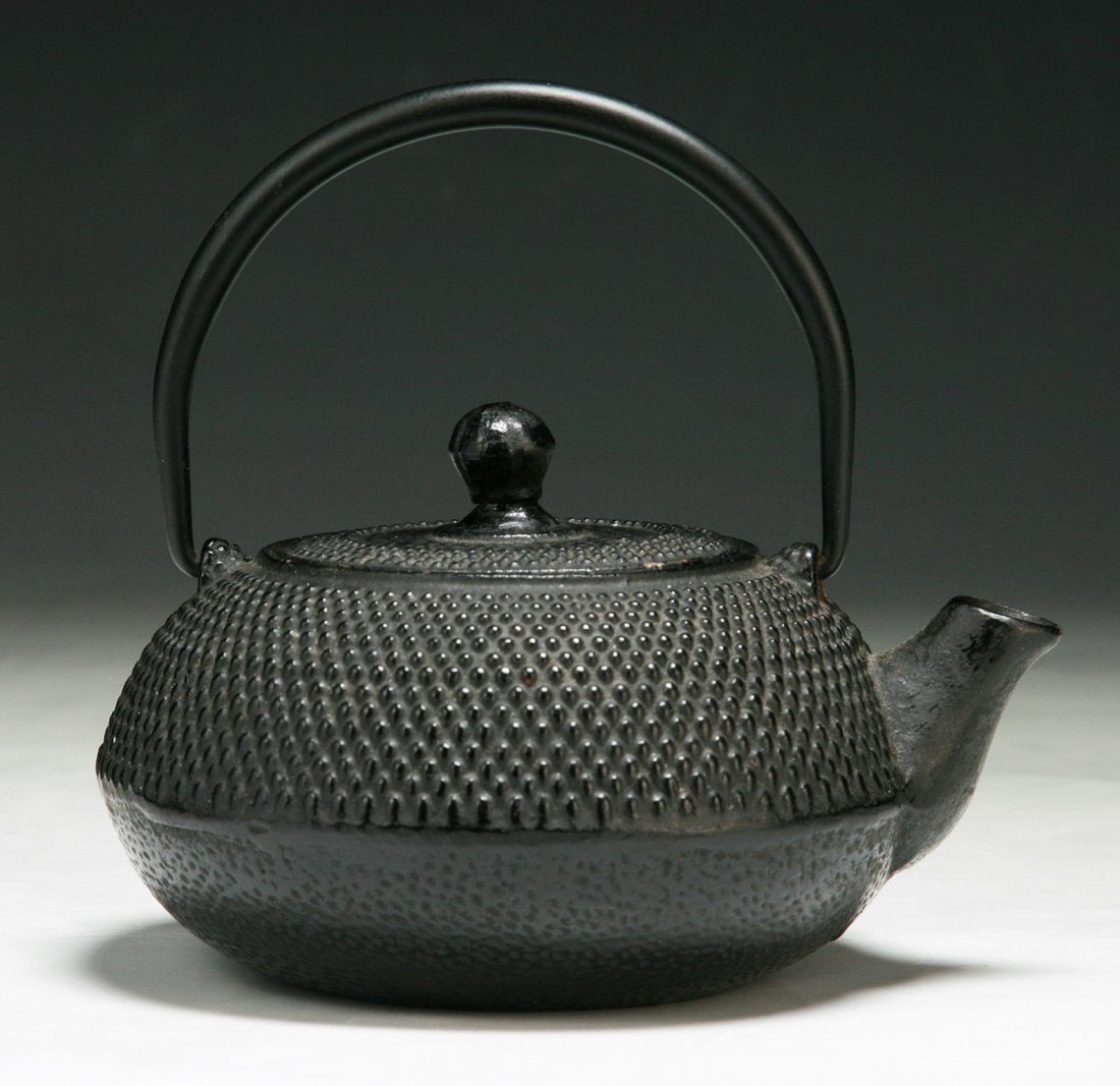 An Antique Japanese Iron Teapot: An Antique Japanese Iron Teapot: circa 1900; Size: L: 6-1/4"; H: 5-3/4"