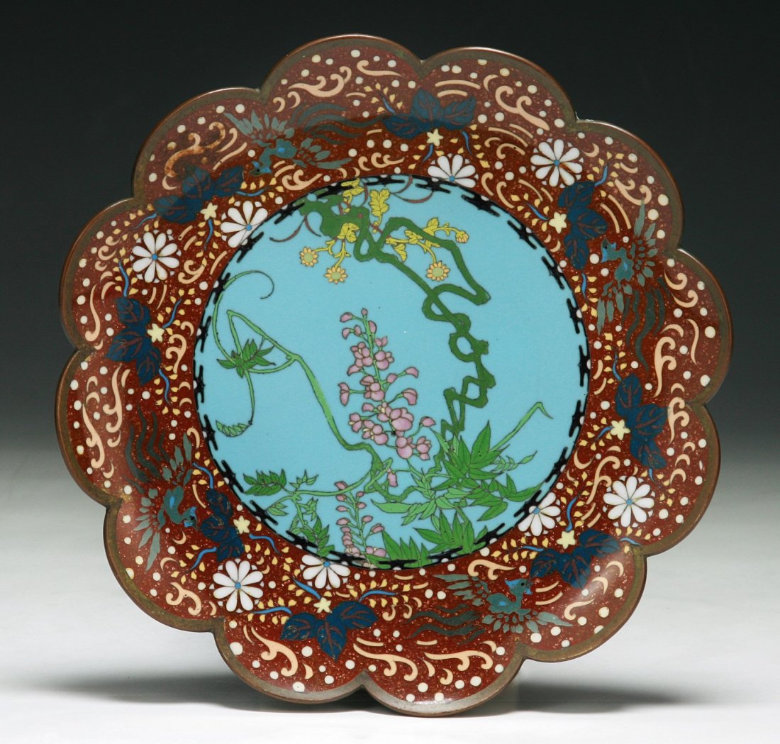 A Japanese Antique Silver Ando Cloisonne Plate