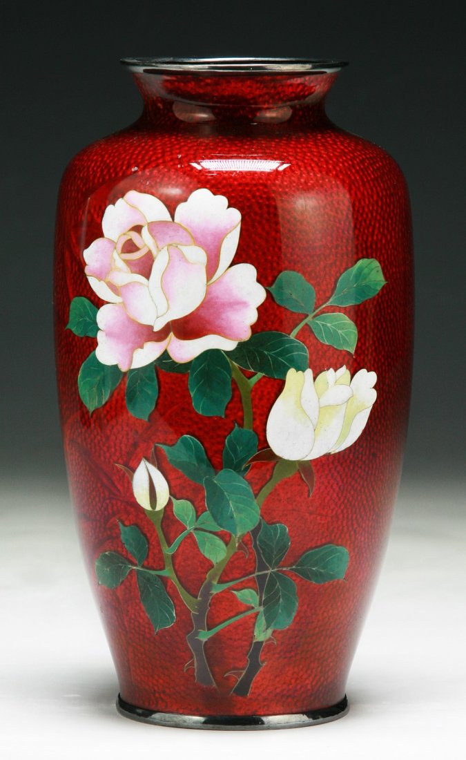 A Japanese Antique Silver Ando Cloisonne Vase