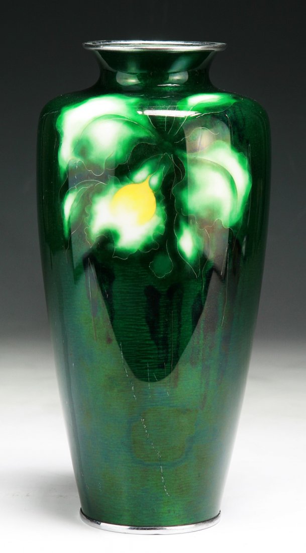 A Japanese Antique Silver Ando Cloisonne Vase: A Japanese Antique Silver Ando Cloisonne Vase: circa 1900; Size: H: 10"