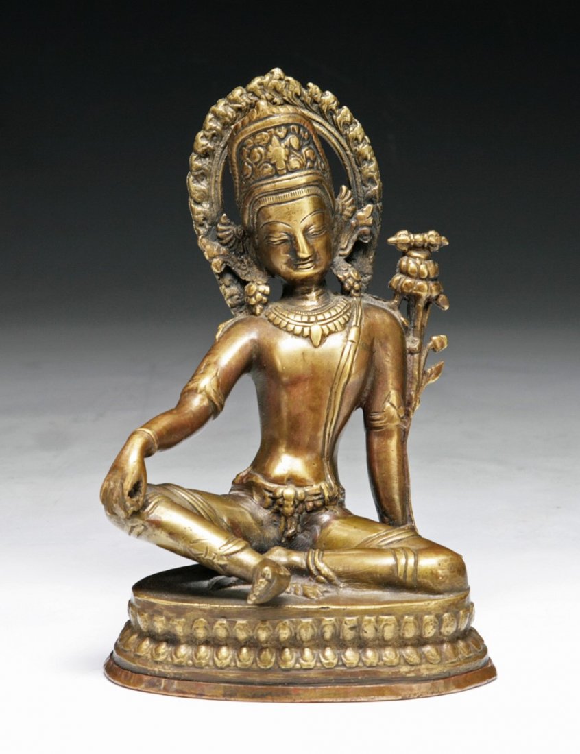 Northeastern Indian Antique Brass Avalokitasvara: 十二世紀 東北印度帕拉王朝 黃響銅觀音菩薩 Northeastern Indian Antique Brass Ava