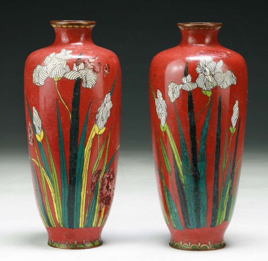 Pair of Japanese Antique Silver Ando Vases: Pair of Japanese Antique Silver Ando Vases: circa 1900; Size: H: 7-1/2"