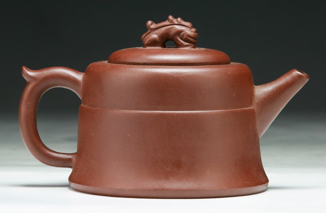 A Chinese Yixing Purple Clay Zisha Teapot: A Chinese Yixing Purple Clay Zisha Teapot; Size: L: 6"