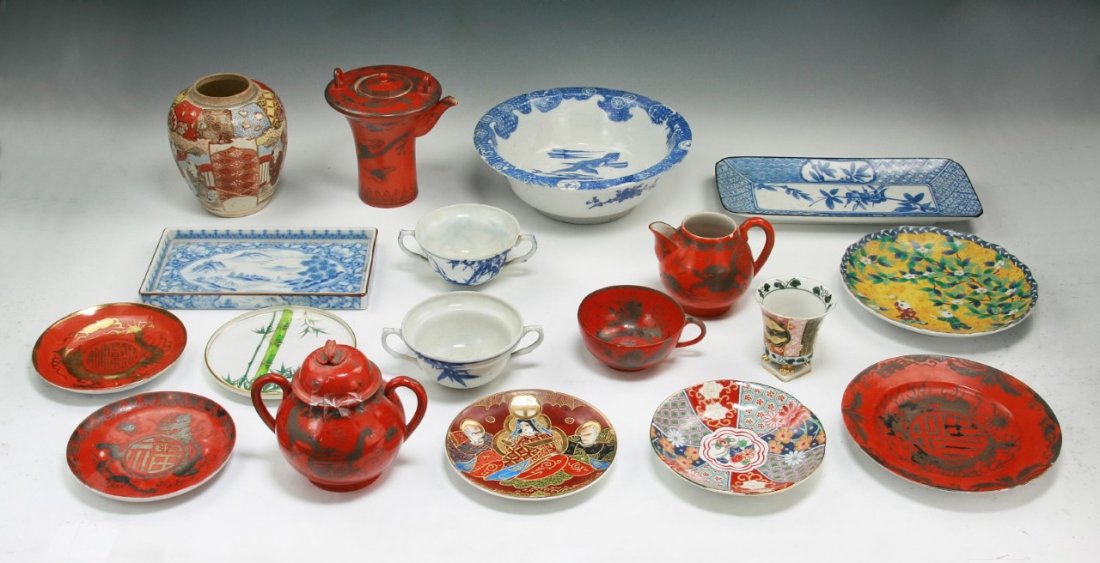 Group of Japanese Antique Porcelain Items: Group of Japanese Antique Porcelain Items; Size: L: 13-3/4" (biggest)