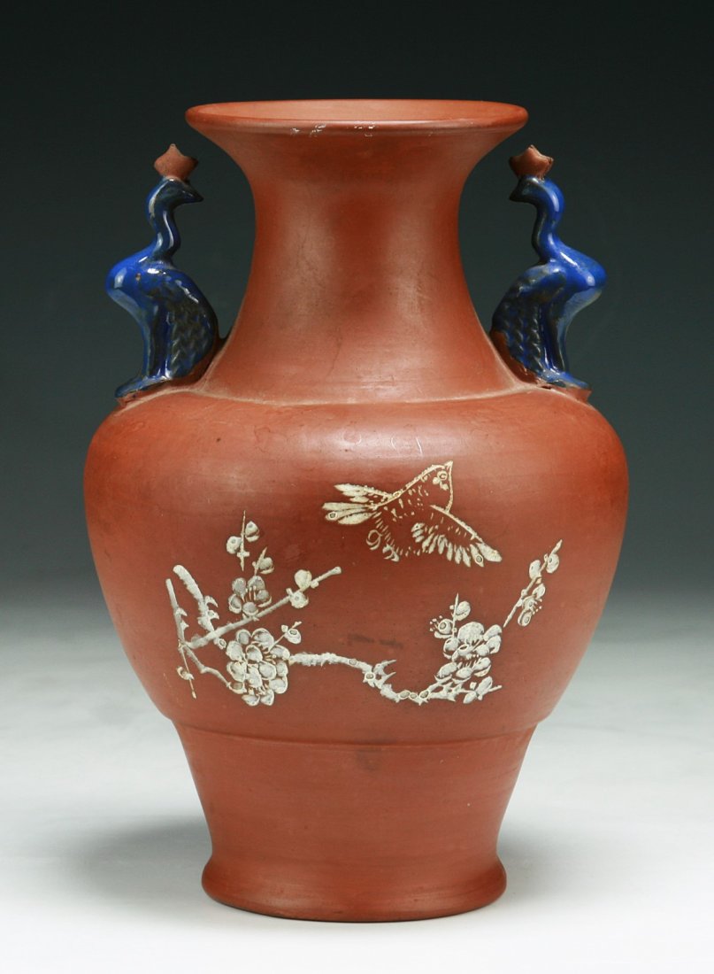 A Chinese Antique Zisha Vase: A Chinese Antique Zisha Vase; Size: H: 8-1/4"