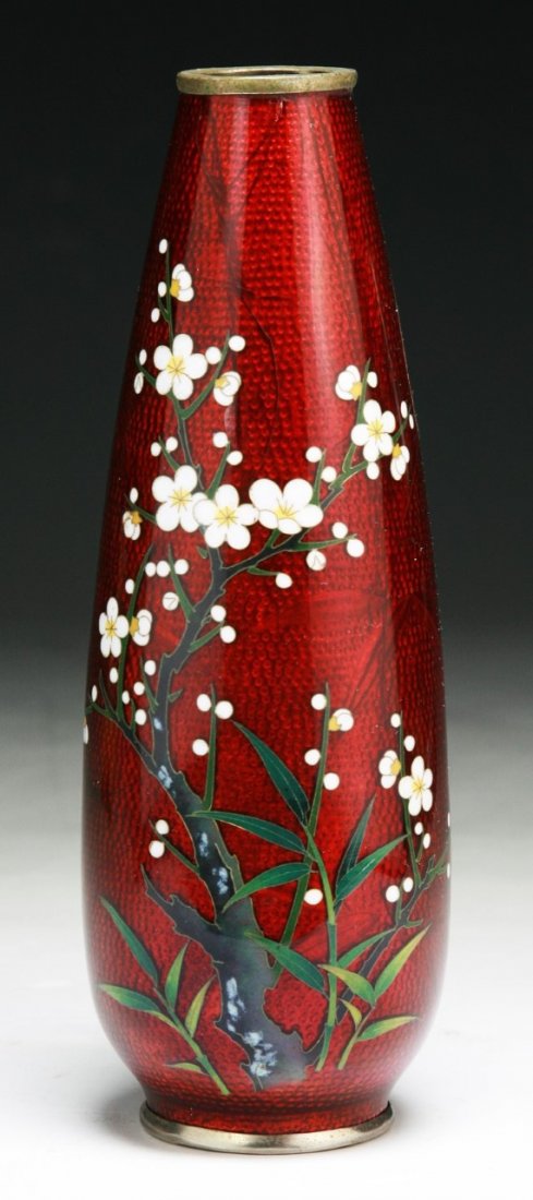 A Japanese Antique Silver Ando Cloisonne Vase: A Japanese Antique Silver Ando Cloisonne Vase: circa 1900; Size: H: 7-1/4"