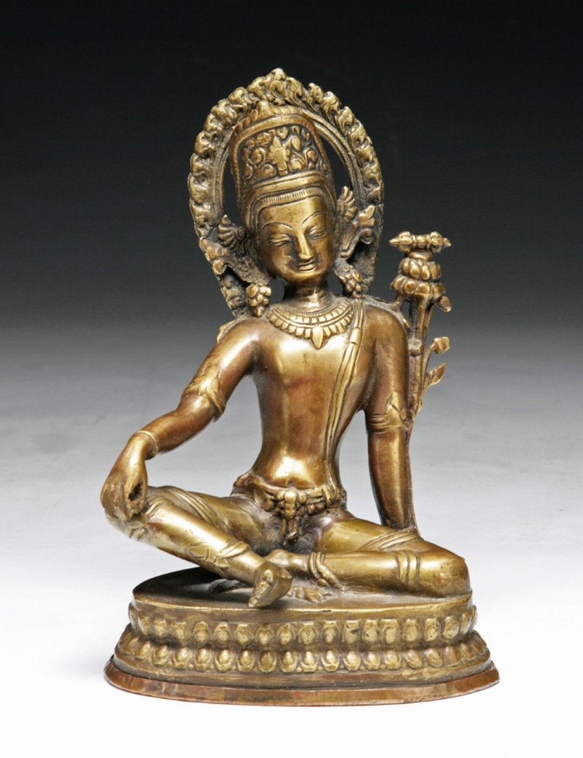 Northeastern Indian Antique Brass Avalokitasvara: 十二世紀 東北印度帕拉王朝 黃響銅觀音菩薩 Northeastern Indian Antique Brass Ava