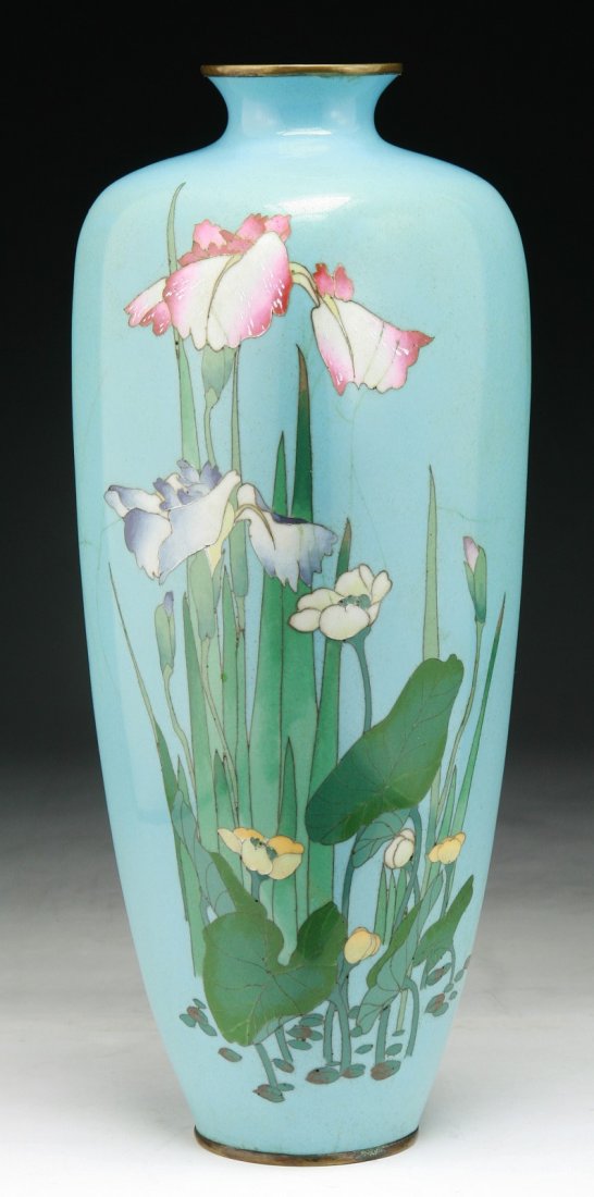 A Japanese Antique Ginbari Vase: A Japanese Antique Ginbari Vase; Size: H: 12-1/4"