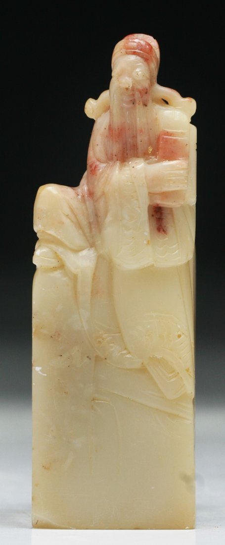 A Chinese Antique Shoushan Soapstone Seal: A Chinese Antique Shoushan Soapstone Seal: of Qing Dynasty; Size: H: 2-5/8"