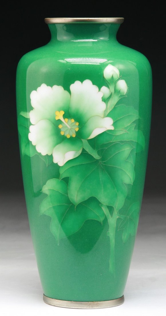 A Japanese Antique Silver Ando Cloisonne Vase: A Japanese Antique Silver Ando Cloisonne Vase; Size: H: 8-1/2"