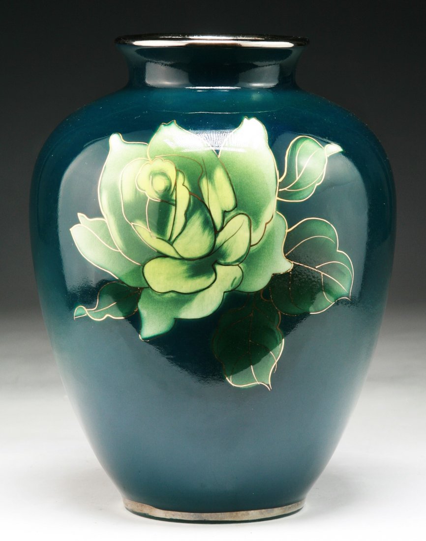 A Japanese Antique Silver Ando Cloisonne Vase: A Japanese Antique Silver Ando Cloisonne Vase; Size: H: 7-3/4"