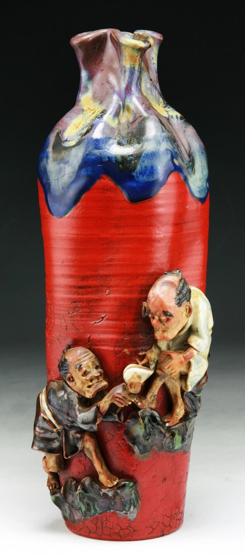 A Japanese Antique Sumidagawa Vase: A Japanese Antique Sumidagawa Vase: signed on the base; Size: H: 12-1/4"