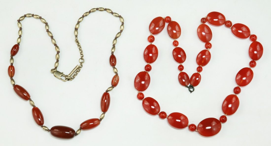 Two (2) Carnelian Agate Necklaces: Two (2) Carnelian Agate Necklaces; Size: L: 18-1/2" (biggest)