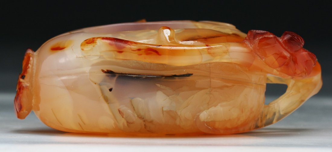A Chinese Antique Carnelian Agate Brush Washer: A Chinese Antique Carnelian Agate Brush Washer; Size: L: 3-3/4"