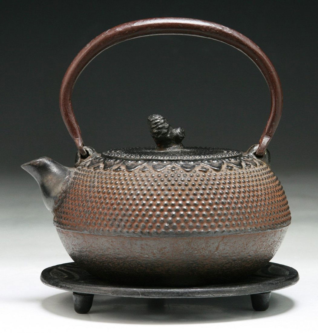 A Japanese Antique Iron Teapot: A Japanese Antique Iron Teapot; Size: L: 5-1/4"