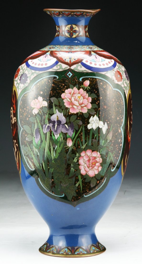 A Japanese Antique Cloisonne Vase: A Japanese Antique Cloisonne Vase: of 19th Century; Size: H: 12-1/2"