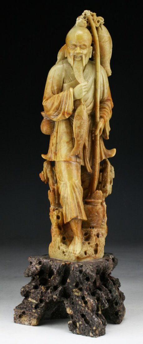 A Big Chinese Carved QINGTIAN Soapstone Figure: A Big Chinese Carved QINGTIAN Soapstone Figure; Size: H: 18-1/4"