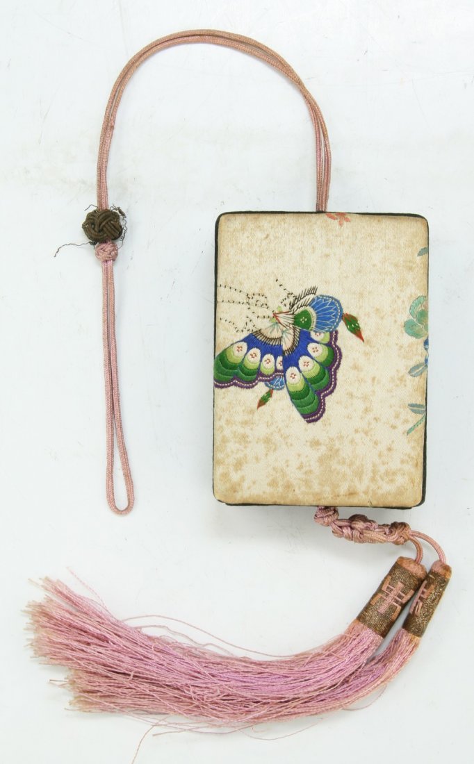 A Chinese Embroidery Trinket Box: A Chinese Embroidery Trinket Box; Size: L: 3-1/4"