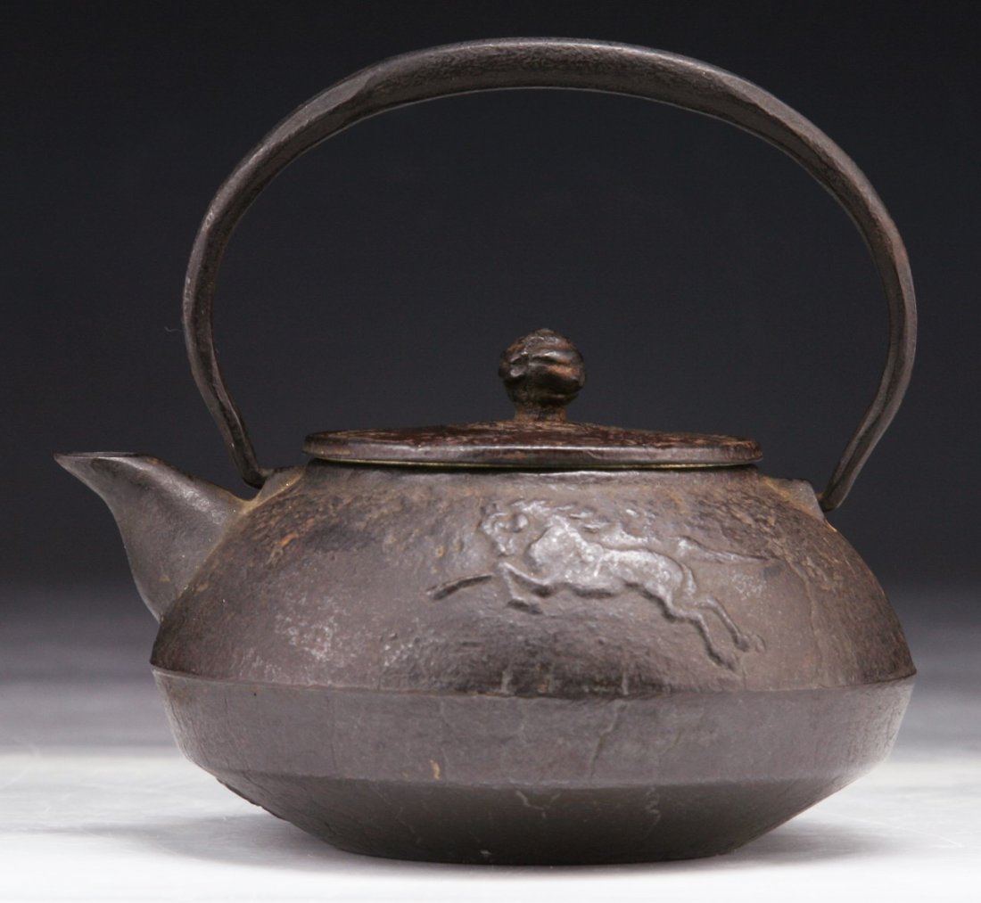 A Japanese Antique Iron Teapot: A Japanese Antique Iron Teapot: of Late 19th Century; Size: L: 5"
