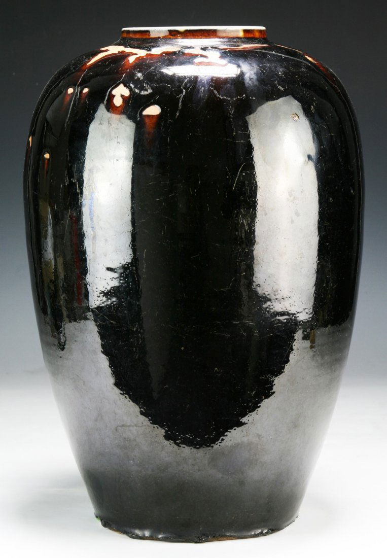 A Big Chinese Antique Black Glazed Porcelain Vase