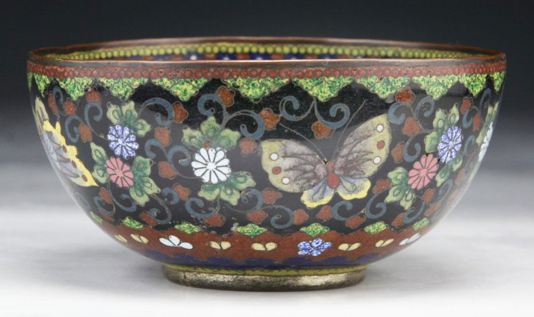 A Japanese Antique Cloisonne Bowl: A Japanese Antique Cloisonne Bowl; Size: D: 4-3/4"